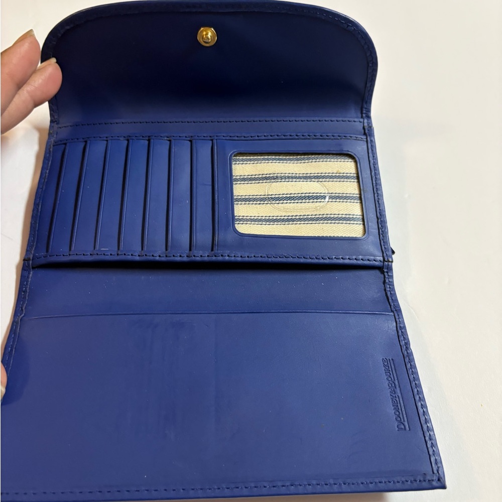 Dooney & Bourke Cobalt Blue Leather Continental Wallet with Logo Plaque - Picture 5 of 11